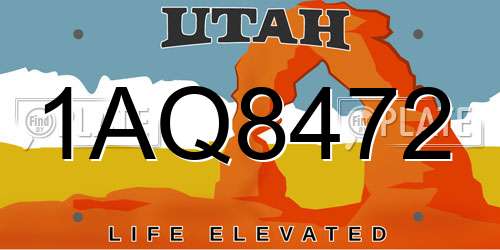 1AQ8472 Utah License Plate