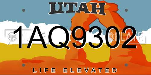 1AQ9302 Utah License Plate