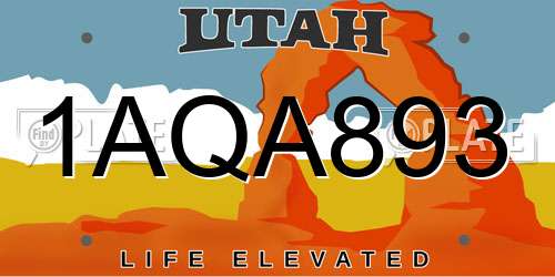 1AQA893 Utah License Plate