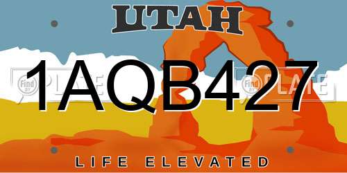 1AQB427 Utah License Plate