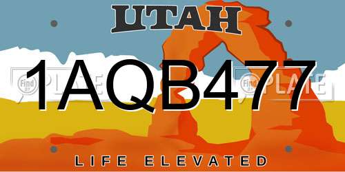 1AQB477 Utah License Plate