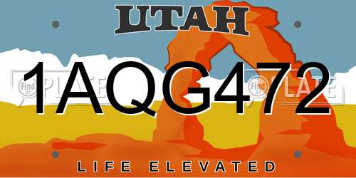 1AQG472 Utah License Plate