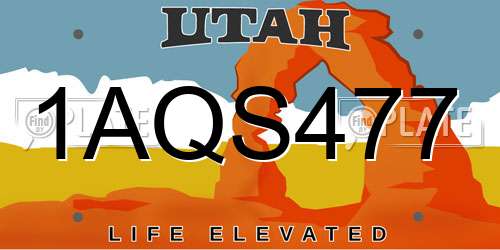 1AQS477 Utah License Plate