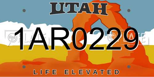 1AR0229 Utah License Plate