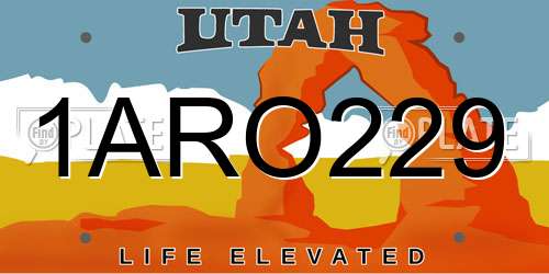1ARO229 Utah License Plate