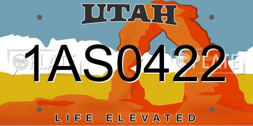 1AS0422 Utah License Plate