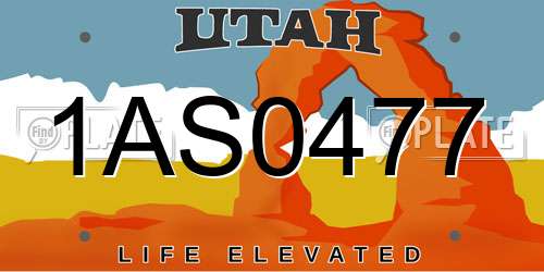 1AS0477 Utah License Plate