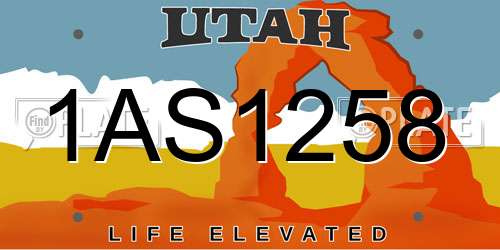 1AS1258 Utah License Plate