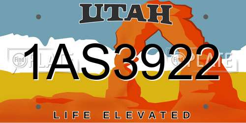 1AS3922 Utah License Plate