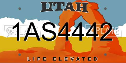 1AS4442 Utah License Plate