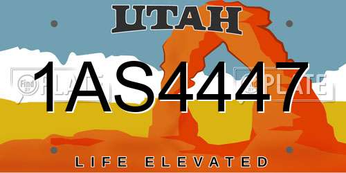 1AS4447 Utah License Plate