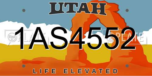 1AS4552 Utah License Plate