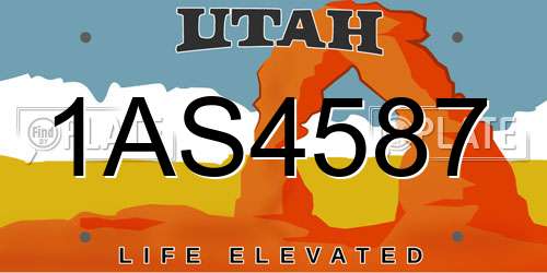 1AS4587 Utah License Plate