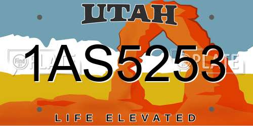 1AS5253 Utah License Plate
