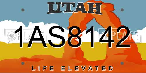 1AS8142 Utah License Plate
