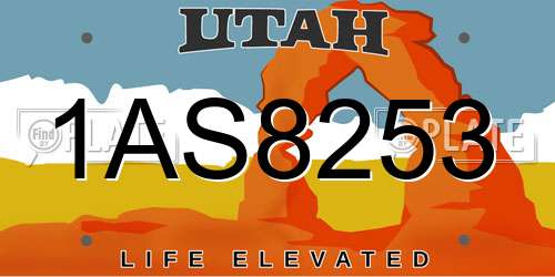 1AS8253 Utah License Plate