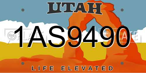 1AS9490 Utah License Plate