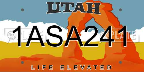 1ASA241 Utah License Plate