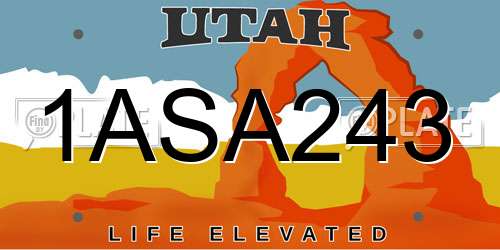 1ASA243 Utah License Plate
