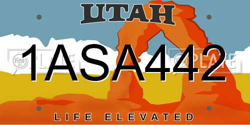 1ASA442 Utah License Plate