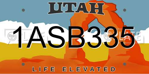 1ASB335 Utah License Plate