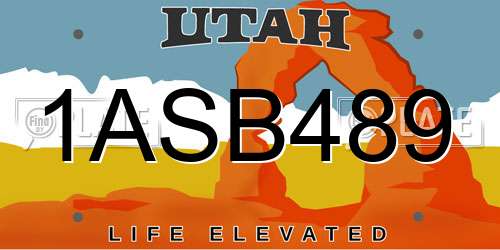 1ASB489 Utah License Plate
