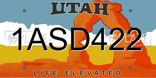 1ASD422 Utah License Plate