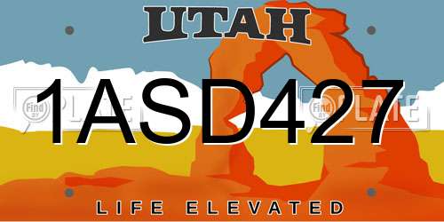 1ASD427 Utah License Plate