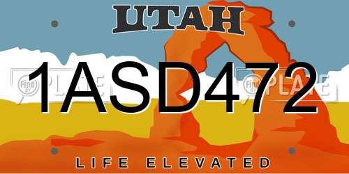 1ASD472 Utah License Plate