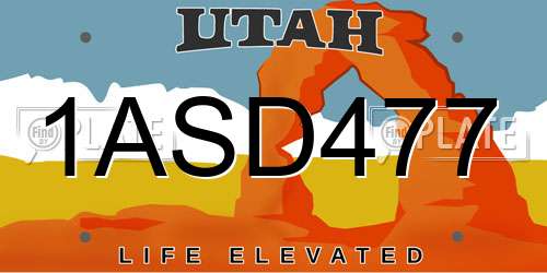 1ASD477 Utah License Plate
