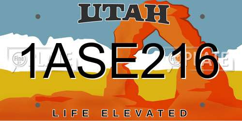 1ASE216 Utah License Plate