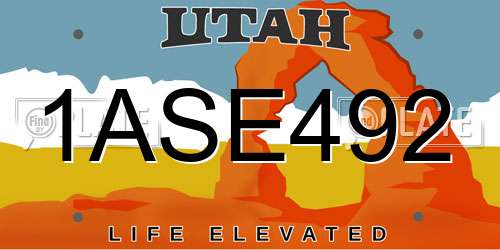 1ASE492 Utah License Plate