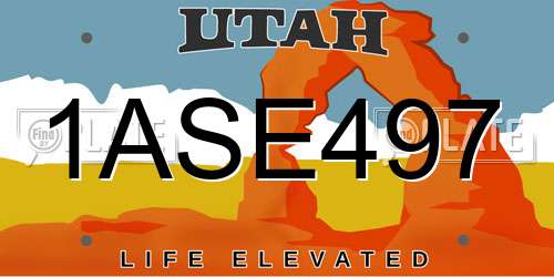 1ASE497 Utah License Plate
