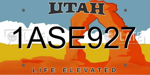 1ASE927 Utah License Plate