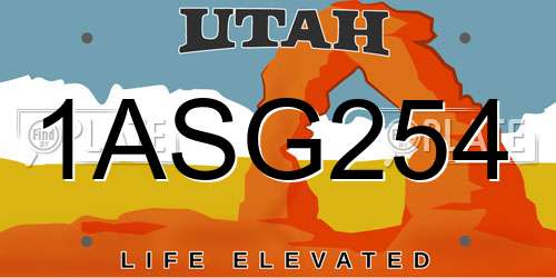 1ASG254 Utah License Plate