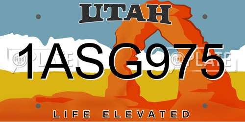 1ASG975 Utah License Plate