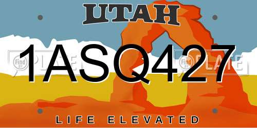 1ASQ427 Utah License Plate