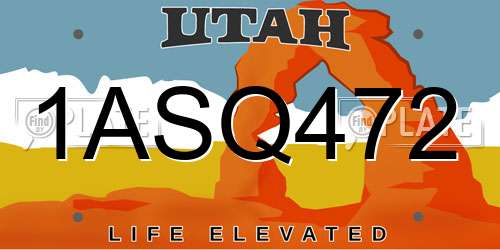 1ASQ472 Utah License Plate