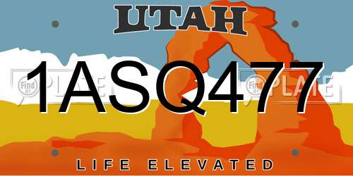 1ASQ477 Utah License Plate