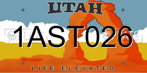 1AST026 Utah License Plate