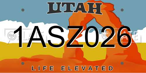 1ASZ026 Utah License Plate