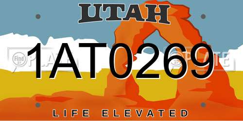 1AT0269 Utah License Plate