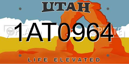 1AT0964 Utah License Plate