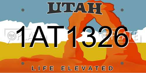 1AT1326 Utah License Plate