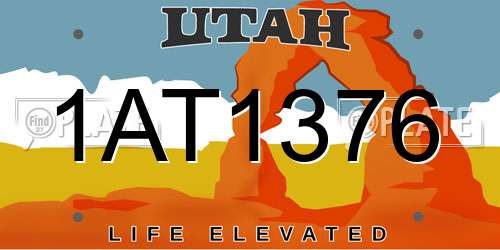 1AT1376 Utah License Plate