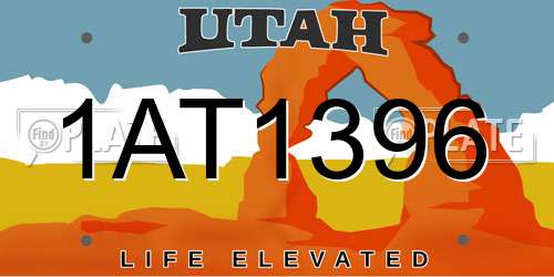 1AT1396 Utah License Plate
