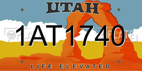 1AT1740 Utah License Plate