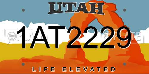1AT2229 Utah License Plate