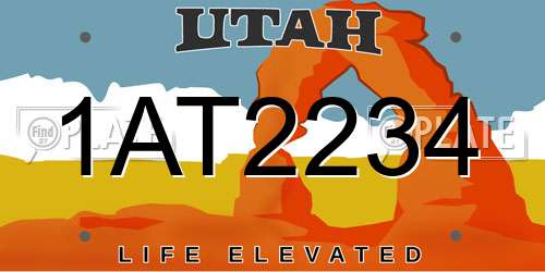 1AT2234 Utah License Plate