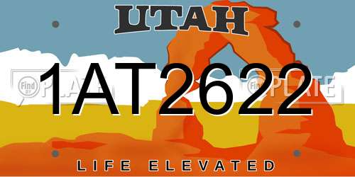 1AT2622 Utah License Plate